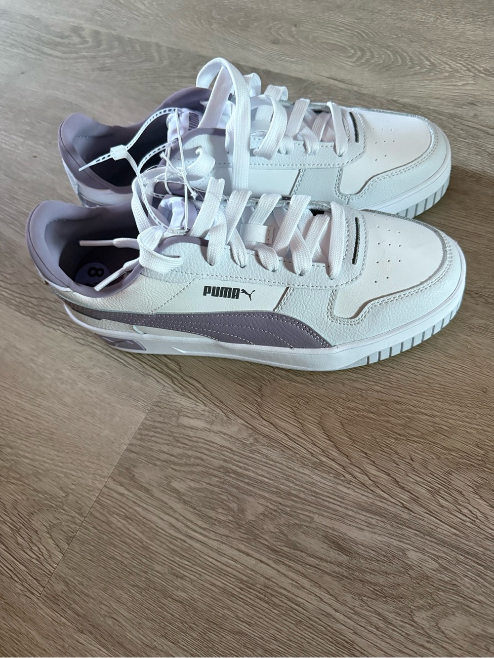 Puma Kids White and Lilac Low-Top Sneakers